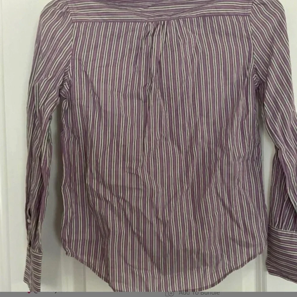 Ralph Lauren Girl Striped Shirt Size 12 Frilled Collar White Purple Long Sleeve